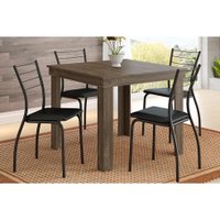 Conjunto: Mesa Sala Jantar Madeirada 1555 90cm e 4 Cadeiras 1700 Preto - Preto/Preto - Carraro