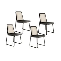 Cadeira de Cozinha Wood 1751 Kit 4 Uni Preto/Linho Grafite - Carraro