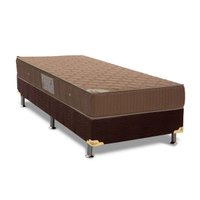 Cama Box Solteiro: Colchão Molas Ortobom Hotelaria Nanolastic Orthotel + Base CRC Suede Brown(88x188)