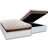 Cama Box Baú Casal: Colchão Molas Ensacadas Plumatex Personalle + Base CRC Courano White(138x188)