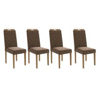 Cadeira de Cozinha 2CAD152EA Kit 4 Un Eucalipto/Suede Marrom A033 - Kappesberg