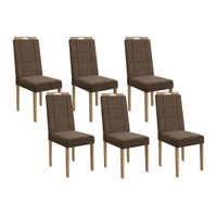 Cadeira de Cozinha 2CAD150EA Kit 6 Un Eucalipto/Suede Marrom A033 - Kappesberg