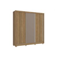 Guarda Roupa 3 Portas de Correr e 2 Gavetas c/ Pés CB03M570 Flex Nogueira/Nogueira ou Fendi - Kappesberg