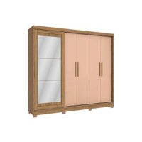 Guarda Roupa 5 Portas (1 c/ Espelho) e 4 Gavetas c/ Pés CB01N564 Nogueira/Macadamia - Kappesberg
