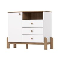 Cômoda Bebê Ternura c/ 1 Porta e 3 Gavetas Branco/Jequitiba - Henn