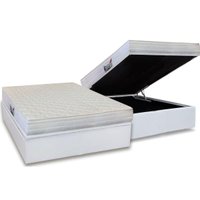 Cama Box Baú Casal: Colchão Ortopédico Herval D28 / AG65 Frontier + Base CRC Courano White(138x188)