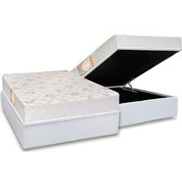 Cama Box Baú Casal: Colchão Ortopédico Castor Sleep + Base CRC Courano White (138x188)