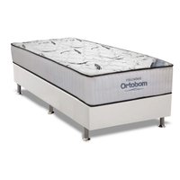 Conjunto Box Solteiro: Colchão Espuma Ortobom High Foam + Base CRC Courano White (88x188)