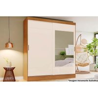 Guarda Roupa 2 Portas de Correr (1 c/ Espelho) e 2 Gavetas Briz B74 Nature/Off White - Henn