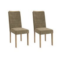 Cadeira de Cozinha 2CAD157EA Kit 2 Un Carvalho/Suede Bege - Kappesberg