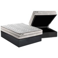 Cama Box Baú Casal: Colchão Espuma Paropas D33 Pasquale Plus Euro Pillow + Base CRC Suede Grey(138x188)