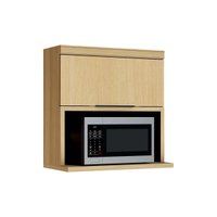 Armário Aéreo p/ Cozinha Marquesa c/ 1 Porta Basculante e nicho Microondas 80cm Nature - Nesher