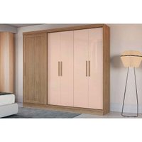 Guarda Roupa 5 Portas e 4 Gavetas c/ Pés CB03N564 Nogueira/Macadamia - Kappesberg