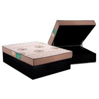 Conjunto Box Baú Casal: Colchão Espuma Polar D33 Pérola + Base CRC Suede Black (138x188)