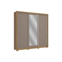 Guarda Roupa 3 Portas de Correr (1 c/ Espelho) e 2 Gavetas c/ Pés CB01M570 Flex Nogueira/Nogueira ou Fendi - Kappesberg