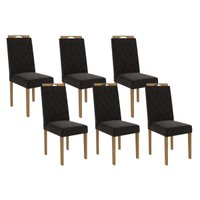 Cadeira de Cozinha 2CAD152EA Kit 6 Un Eucalipto/Suede Preto A038 - Kappesberg