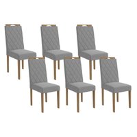 Cadeira de Cozinha 2CAD152EA Kit 6 Un Eucalipto/Linho Cinza A056 - Kappesberg