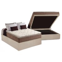 Cama Box Baú Casal: Colchão Ortopédico Anjos D28 / AG65 Star Pillow Top + Base CRC Suede Clean(138x188)