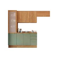 Cozinha Completa Botanic 5 Peças (2Aéreo+1Balcão+1Paneleiro+1Complemento) M659 Nogueira/Verde Oliva - Kappesberg