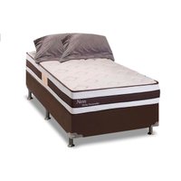 Cama Box Solteiro: Colchão Molas Herval Ensacadas Ness + Base CRC Courano Marrom(88x188)
