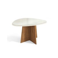 Mesa p/ Cozinha Lótus c/ Tampo Madeirado c/ Vidro 135x105cm Freijó/Off White - Kappesberg