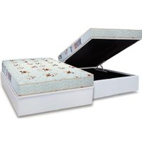 Conjunto Box Baú Casal: Colchão Espuma Luckspuma D23 Roland Garros Pro + Base CRC Courano White (138x188)