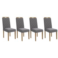 Cadeira de Cozinha 2CAD152EA Kit 4 Un Eucalipto/Suede Cinza Titanio A050 - Kappesberg