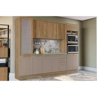 Cozinha Completa Botanic 7 Peças (2Aéreos+2Balcões+2Paneleiros+1Complemento) s/Pia M657 Nogueira/Fendi - Kappesberg