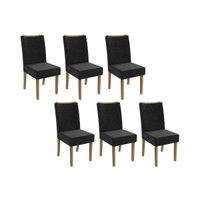 Cadeira de Cozinha 2CAD129FR Kit 6 Un Freijo/Suede Preto A038 - Kappesberg