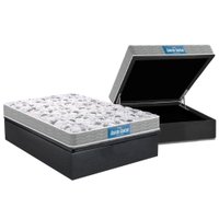 Cama Box Baú Casal: Colchão Espuma D45 Probel / EP Guarda Costas PróExtreme Double Face+ Base CRC Suede Gray(138x188)