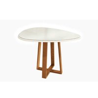 Mesa p/ Cozinha Elma Madeira Maciça c/ Tampo Madeirado c/ Vidro 135x105cm Carvalho/Off White - Kappesberg