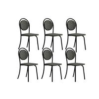 Cadeira de Cozinha 1738 Kit 6 Uni Preto/Grafite - Preto - Carraro
