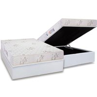 Conjunto Box Baú Casal: Colchão Espuma Luckspuma D45 Gran Luck + Base CRC Courano White (138x188)