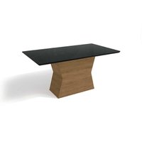 Mesa p/ Cozinha Tilia c/ Tampo Madeirado c/ Vidro 160x90cm Freijo/Preto - Kappesberg