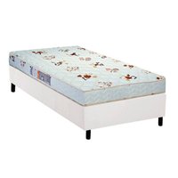 Conjunto Box Solteiro: Colchão Espuma Luckspuma Roland Garros Pro + Base CRC Courano White (88x188)