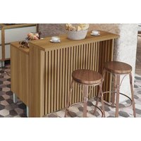 Bancada Ilha Cozinha Burguesa c/ 2 Portas e 3 Gavetas 120cm Freijó/Branco - Nesher
