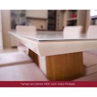 Conjunto: Mesa Sala Jantar Natalí c/ Tampo Madeirado c/ Vidro Reto 120x80cm e 4 Cadeiras Malu Nature/Linho - Henn