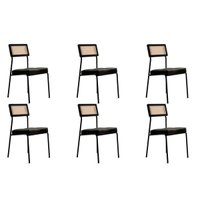 Cadeira de Cozinha 1741 Kit 6 Uni Preto/Grafite - Preto - Carraro