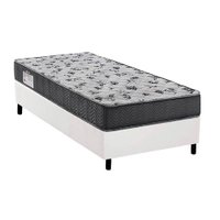 Cama Box Solteiro: Colchão Espuma D33 Ortobom /EP Anatômico Fort Tech ISO 100 + Base CRC Courano White(88x188)