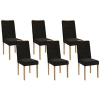 Cadeira de Cozinha 2CAD157EA Kit 6 Un Eucalipto/Suede Preto A038 - Kappesberg