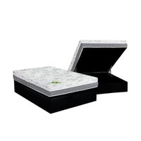 Cama Box Baú Casal: Colchão Anatômico Luckspuma D33 / AG65 Aspen Super Firme + Base CRC Suede Black (138x188)
