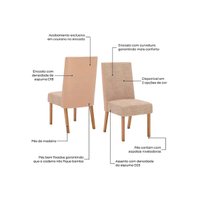 Conjunto: Mesa Sala Jantar Yara c/ Tampo Madeirado c/ Vidro Curvo 200x90cm e 6 Cadeiras Anne Nature/Courano/Linho - Henn