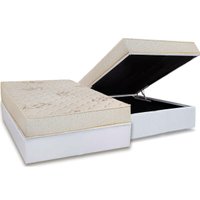 Conjunto Box Baú Casal: Colchão Espuma Luckspuma D45 Gran Luck Floral Pró Saúde + Base CRC Courano White (138x188)