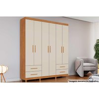 Guarda Roupa 6 Portas e 4 Gavetas c/ Pés Canadá Plus Cinamomo/Off White - Conquista