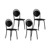 Cadeira de Cozinha 1738 Kit 4 Uni Preto/ Courano Preto - Carraro