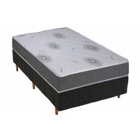 Cama Box Solteiro: Colchão Espuma Polar D33 Pérola Premium + Base CRC Rústico Black(88x188)