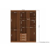 Guarda Roupa 3 Portas (1 c/ Espelho) e 3 Gavetas Aurora 3.3 Jatobá - Santos Andirá