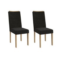 Cadeira de Cozinha 2CAD157EA Kit 2 Un Carvalho/Suede Preto - Kappesberg