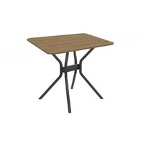 Mesa p/ Cozinha Loire Aço c/ Tampo Madeirado 90x90cm Preto Fosco - Kappesberg