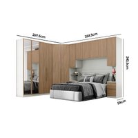Quarto Modulado Casal Seletto 6 Peças (1 Ponte + 1 Closet + 2 G Roupas + 2 Complementos) QMH06 Areia - Henn